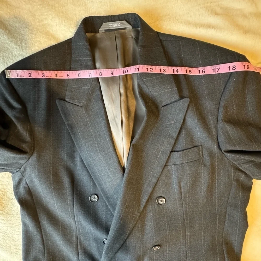 Men's Executive Collection Blue‎ Pinstripe Double-Breasted Lined Blazer Size 42L